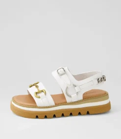 Saga White Leather Sandals