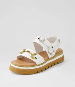 Saga White Leather Sandals