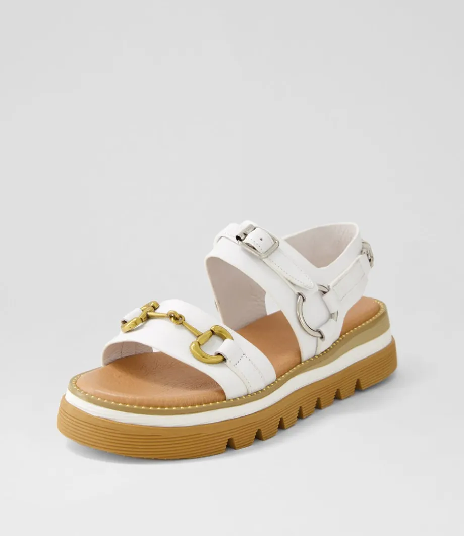 Saga White Leather Sandals