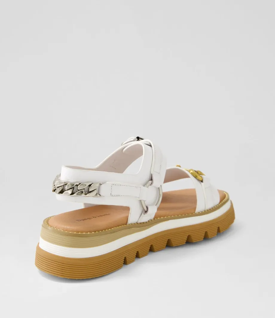 Saga White Leather Sandals