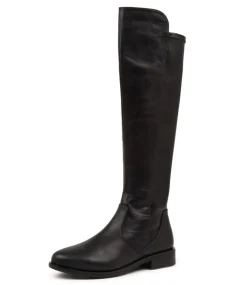 Sallies Xf Black Stretch Leather Knee High Boots