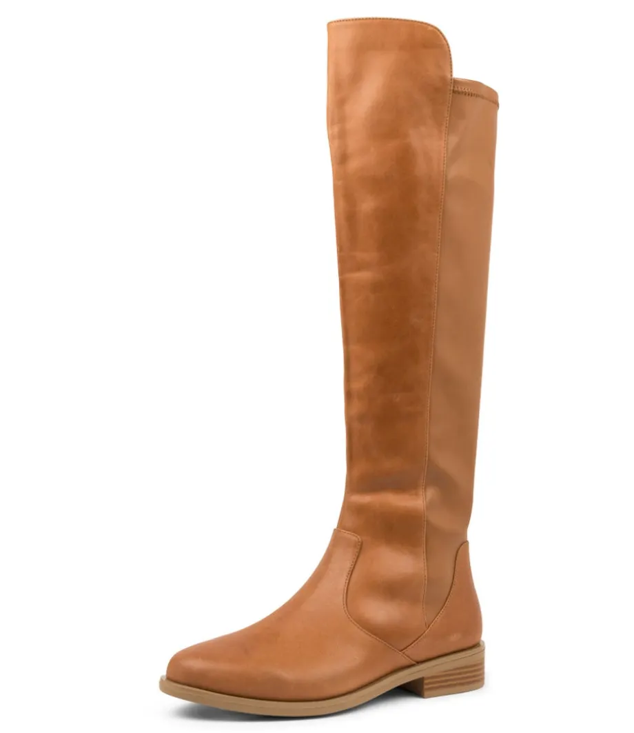 Sallies Xf Tan Stretch Leather Knee High Boots