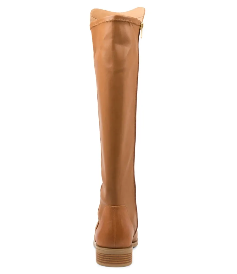Sallies Xf Tan Stretch Leather Knee High Boots