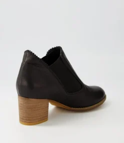 Salman Black Natural Heel Leather Ankle Boots
