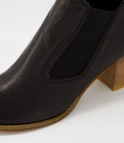 Salman Black Natural Heel Leather Ankle Boots