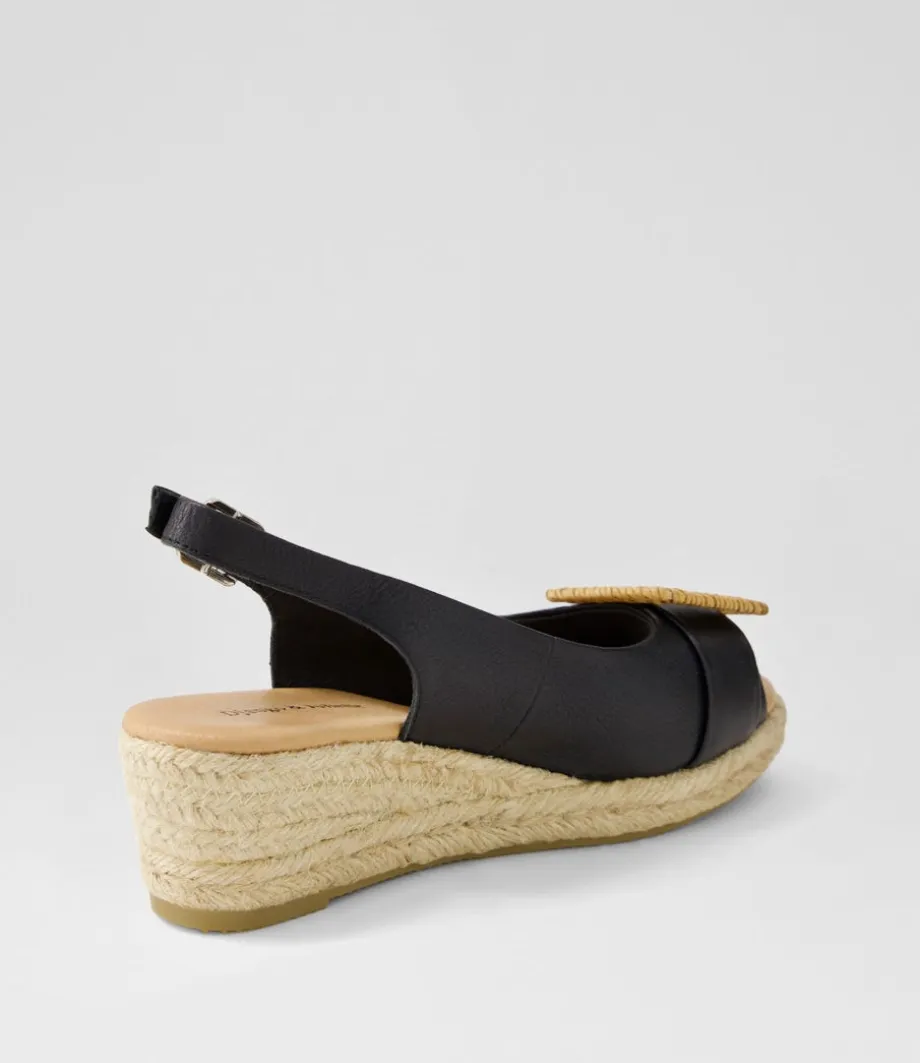 Saloso Black Natural Leather Buckle Sandals