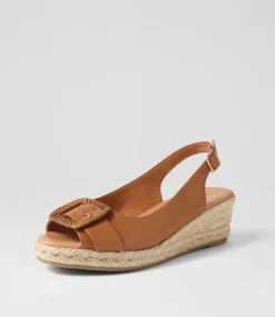 Saloso Dark Tan Natural Leather Buckle Espadrilles