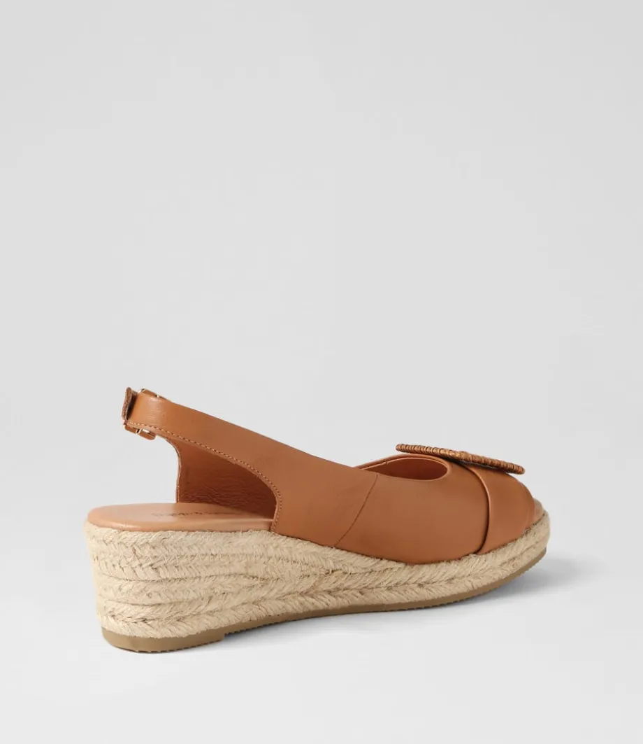 Saloso Dark Tan Natural Leather Buckle Espadrilles