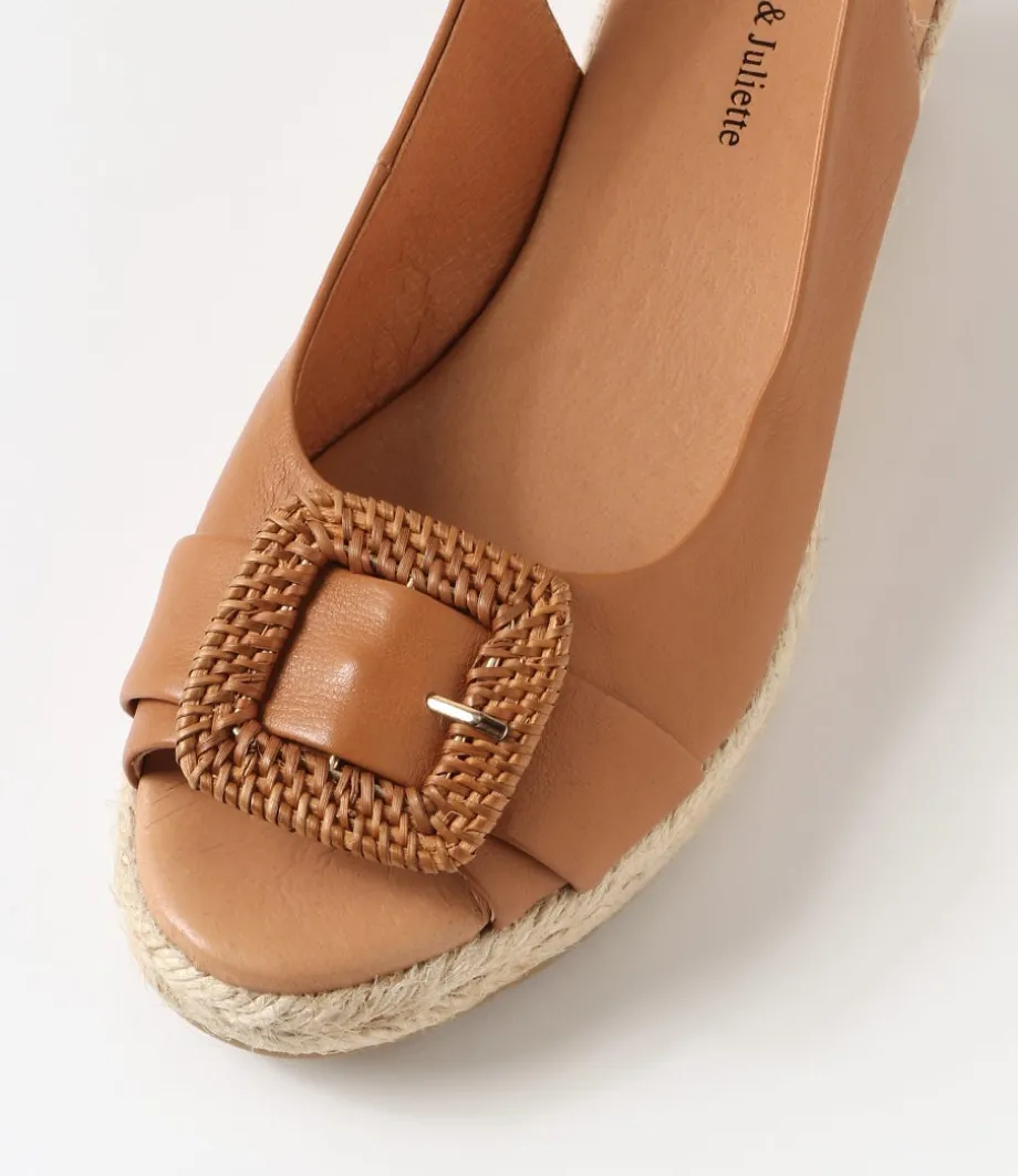 Saloso Dark Tan Natural Leather Buckle Espadrilles