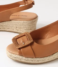 Saloso Dark Tan Natural Leather Buckle Espadrilles