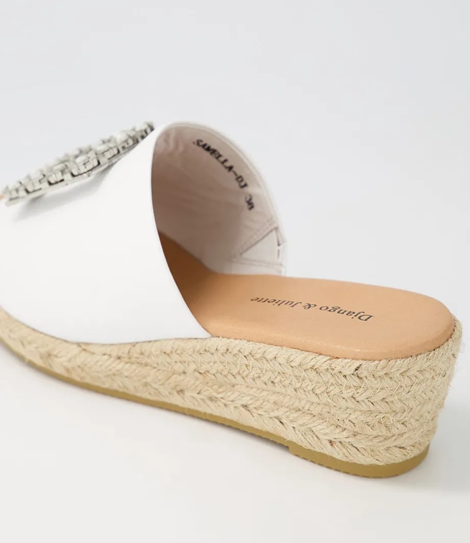 Samella White Natural Rope Leather Sandals