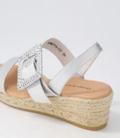 Samiya Silver Leather Buckle Espadrilles