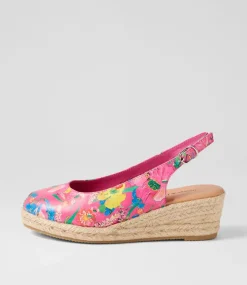 Saniarly Hot Pink Flowermania Leather Sandals