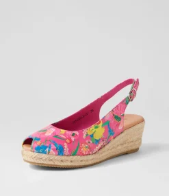 Saniarly Hot Pink Flowermania Leather Sandals
