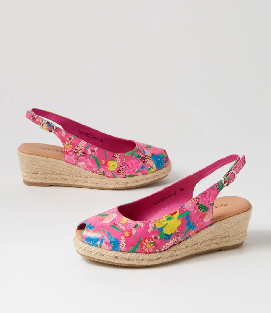 Saniarly Hot Pink Flowermania Leather Sandals