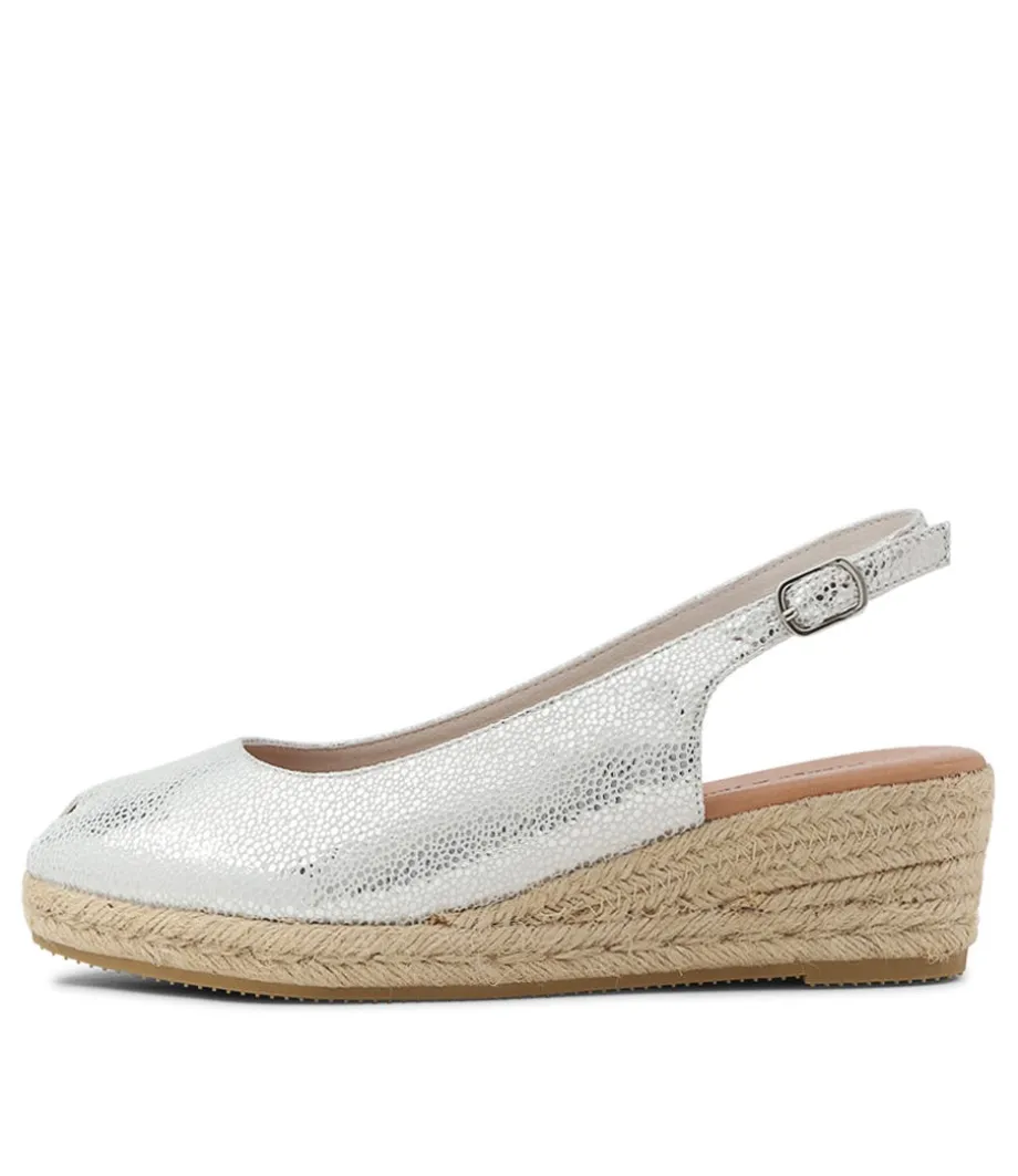 Saniarly Silver Rope Speckle Leather Sandals