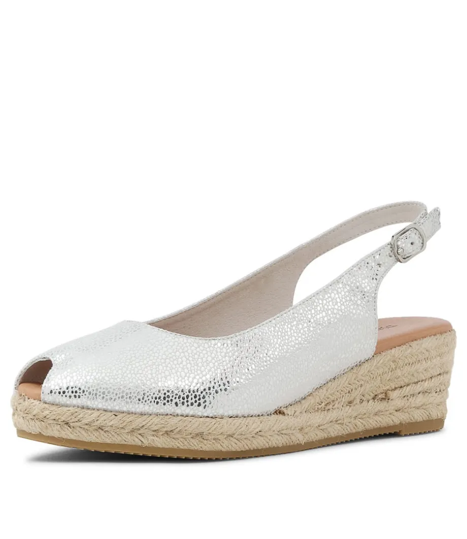 Saniarly Silver Rope Speckle Leather Sandals