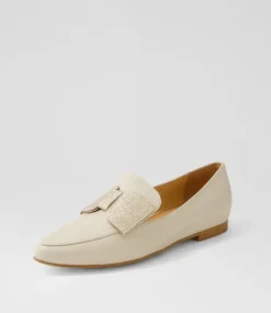 Sanne Almond Gold Jewels Leather Loafers