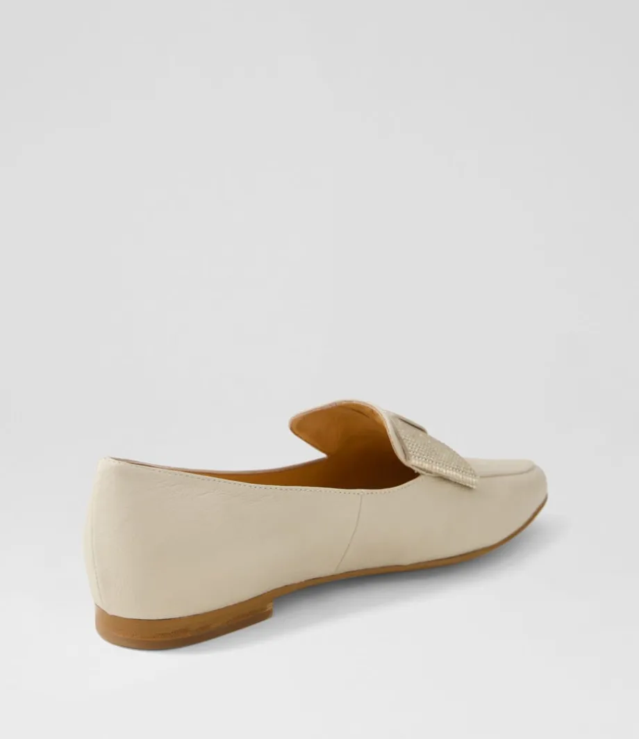 Sanne Almond Gold Jewels Leather Loafers