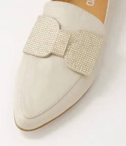 Sanne Almond Gold Jewels Leather Loafers