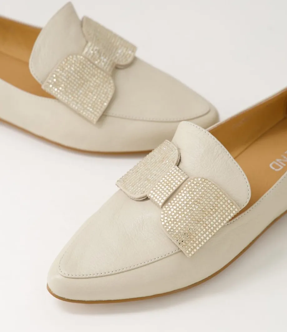 Sanne Almond Gold Jewels Leather Loafers