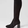 Sari Black Stretch Microsuede Knee High Boots