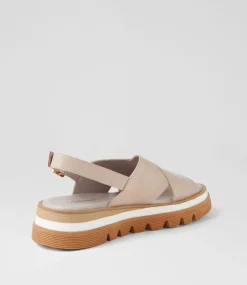 Sasi Almond Croc Leather Sandals