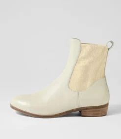 Satima Almond Leather Elastic Ankle Boots