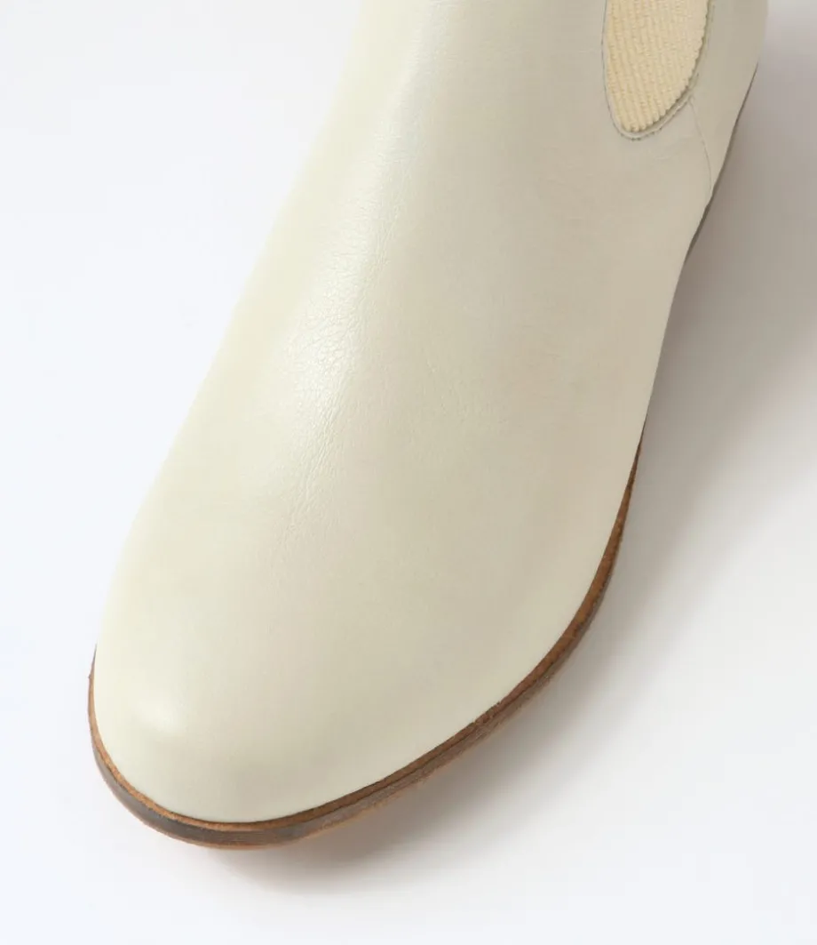 Satima Almond Leather Elastic Ankle Boots