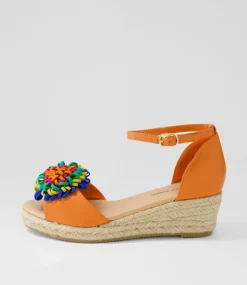 Savea Bright Orange Leather Suede Espadrilles