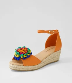 Savea Bright Orange Leather Suede Espadrilles
