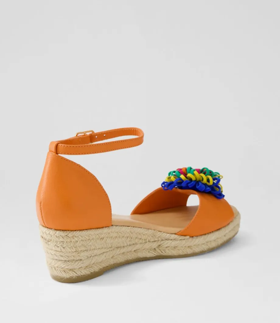 Savea Bright Orange Leather Suede Espadrilles