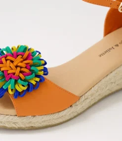 Savea Bright Orange Leather Suede Espadrilles