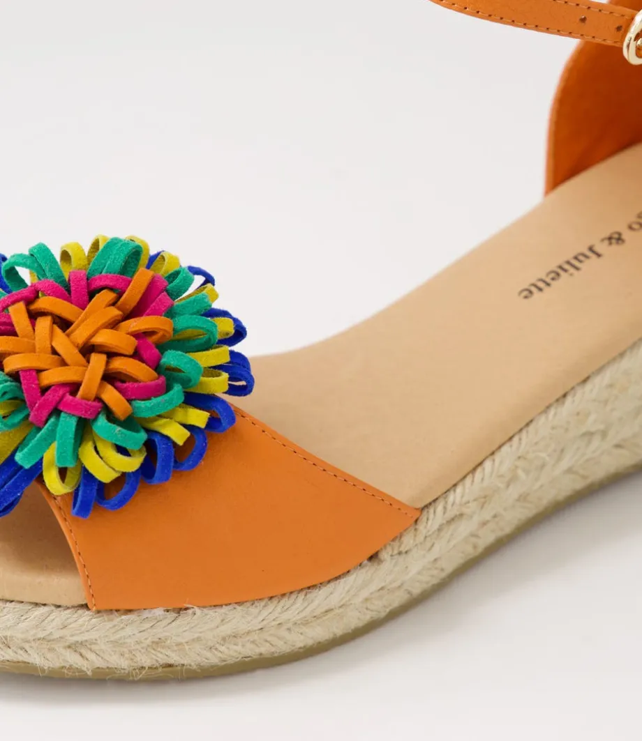 Savea Bright Orange Leather Suede Espadrilles