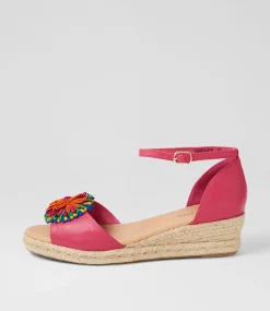Savea Fuchsia Bright Leather Suede Espadrilles