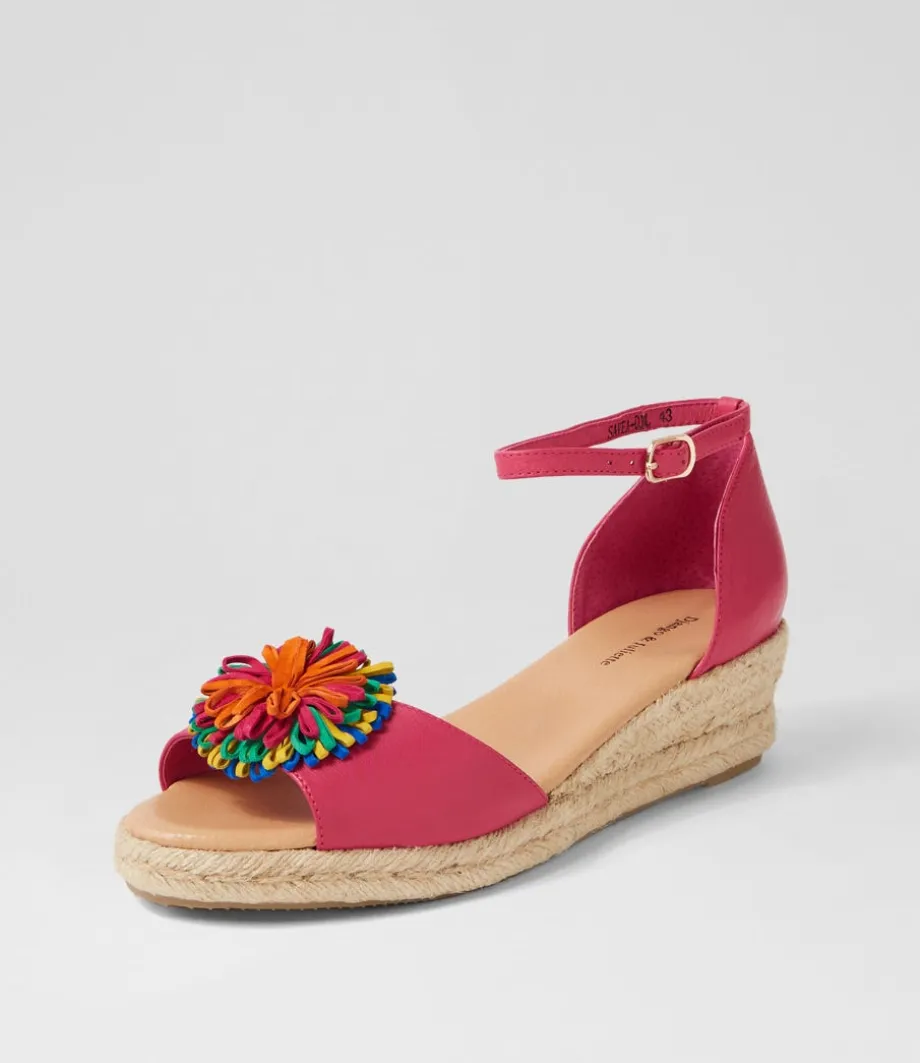 Savea Fuchsia Bright Leather Suede Espadrilles