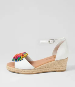 Savea White Bright Suede Leather Sandals