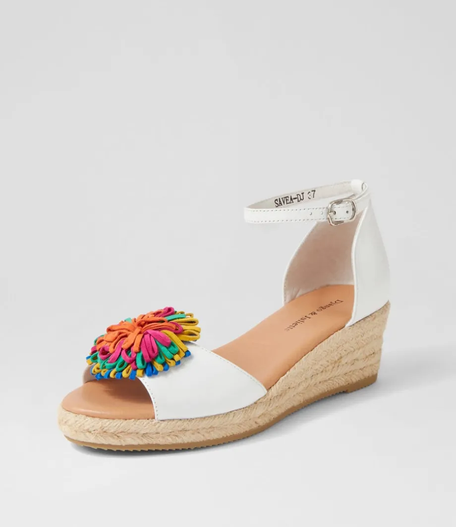 Savea White Bright Suede Leather Sandals