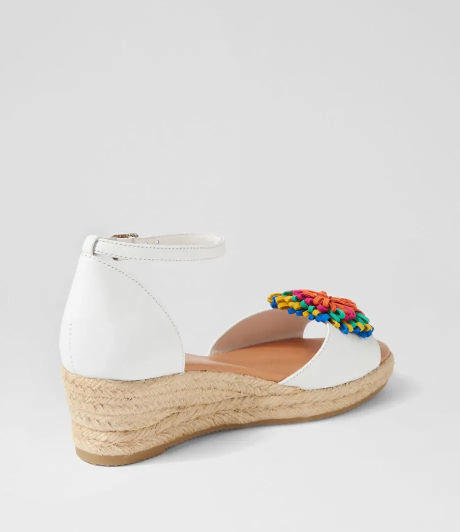 Savea White Bright Suede Leather Sandals