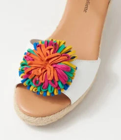Savea White Bright Suede Leather Sandals