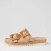 Savi Camel Natural Leather Buckle Slides