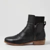 Sawyery Black Leather Elastic Ankle Boots