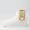 Scotial White Gold Leather Chelsea Boots