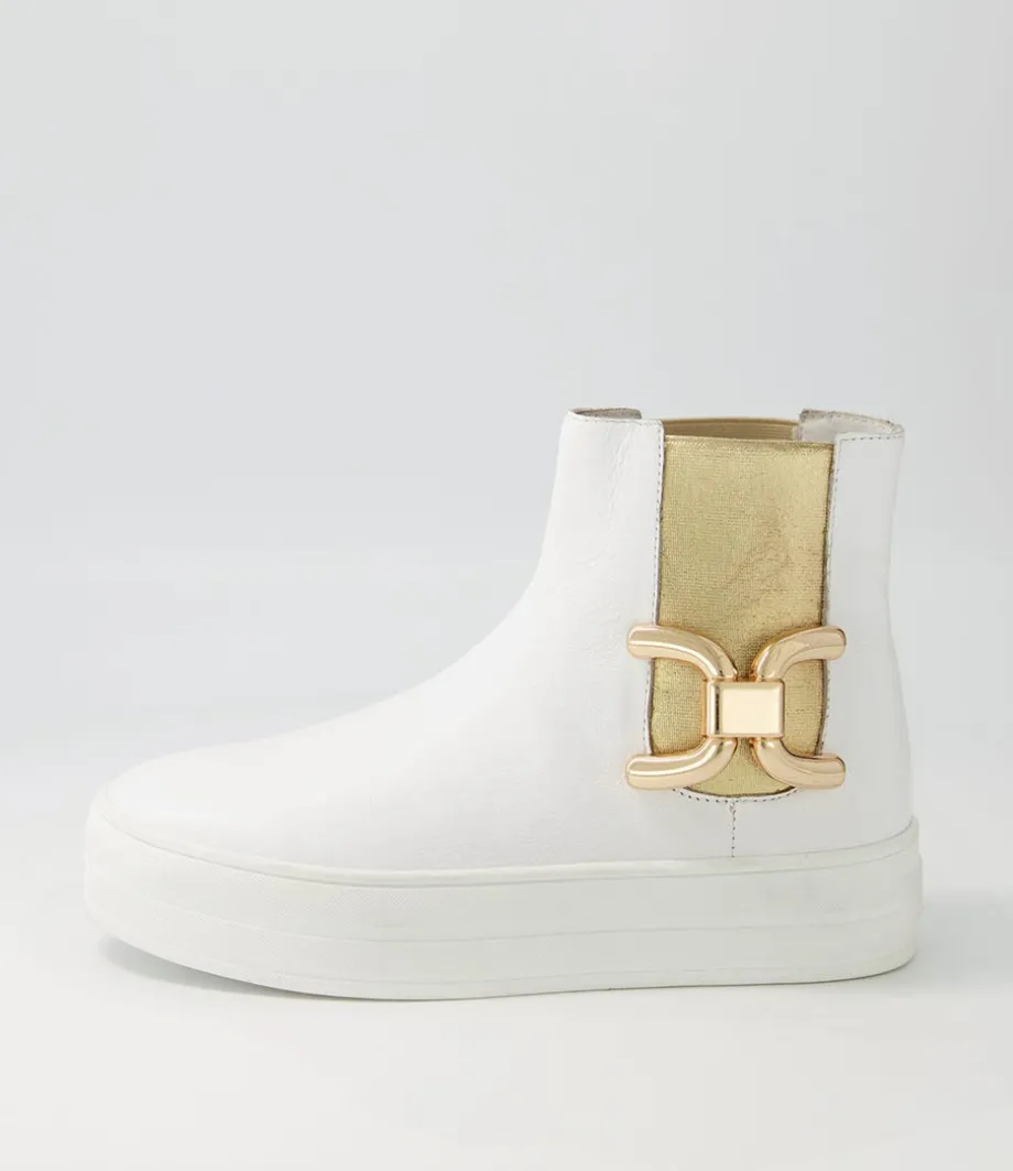 Scotial White Gold Leather Chelsea Boots