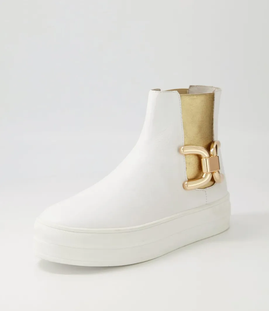Scotial White Gold Leather Chelsea Boots