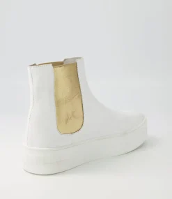 Scotial White Gold Leather Chelsea Boots