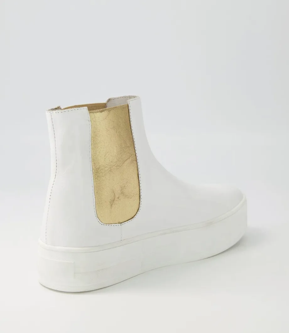 Scotial White Gold Leather Chelsea Boots