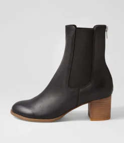Sebasy Black Natural Heel Leather Chelsea Boots