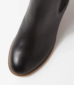 Sebasy Black Natural Heel Leather Chelsea Boots