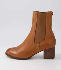 Sebasy New Tan Choc Leather Chelsea Boots